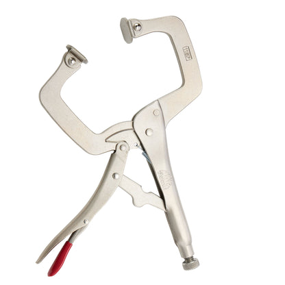 11" C-Clamp Trigger Release Locking Pliers with Swivel Pads  - Red