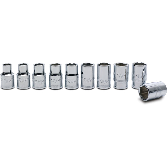 10-PC. 1/2" Drive Metric Socket Set - 6-PT.