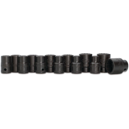 13-PC. 1/2" Drive Metric Impact Socket Set - 12-PT.