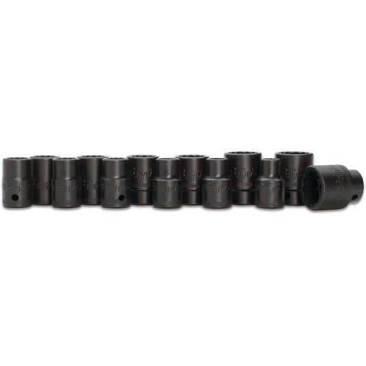 13-PC. 1/2" Drive Metric Impact Socket Set - 12-PT.