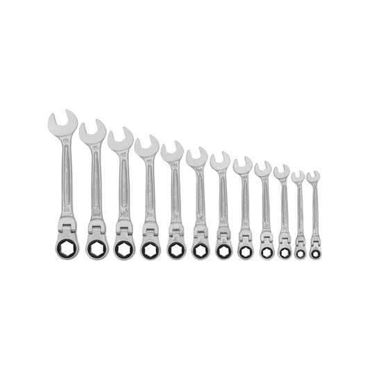 12-PC. Metric Flex-Head Ratcheting Wrench Set 6-PT.
