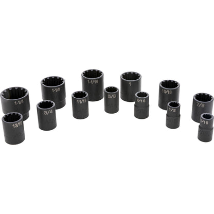 13-PC. 1/2” Drive SAE Spherical Impact Socket Set