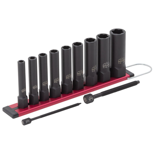 9-PC. 1/4" Drive R.B.R.T™ SAE Impact Foreign Object Removal (FOR) Deep Extractor Socket Set