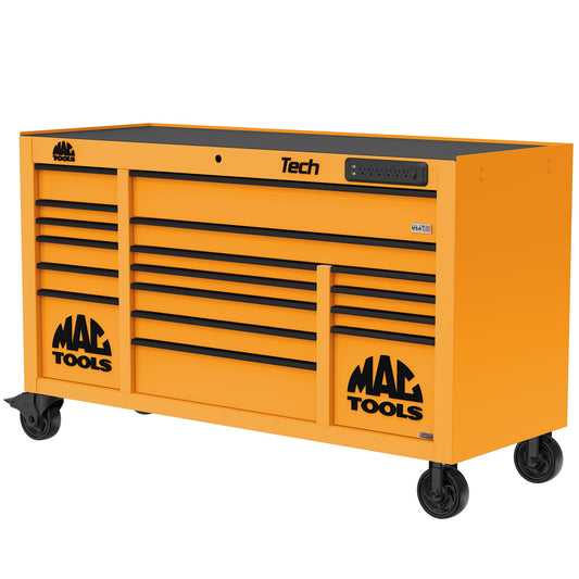 Tech™ Series 16-Drawer Workstation with PowerTech™ Drawer - Fireball Orange