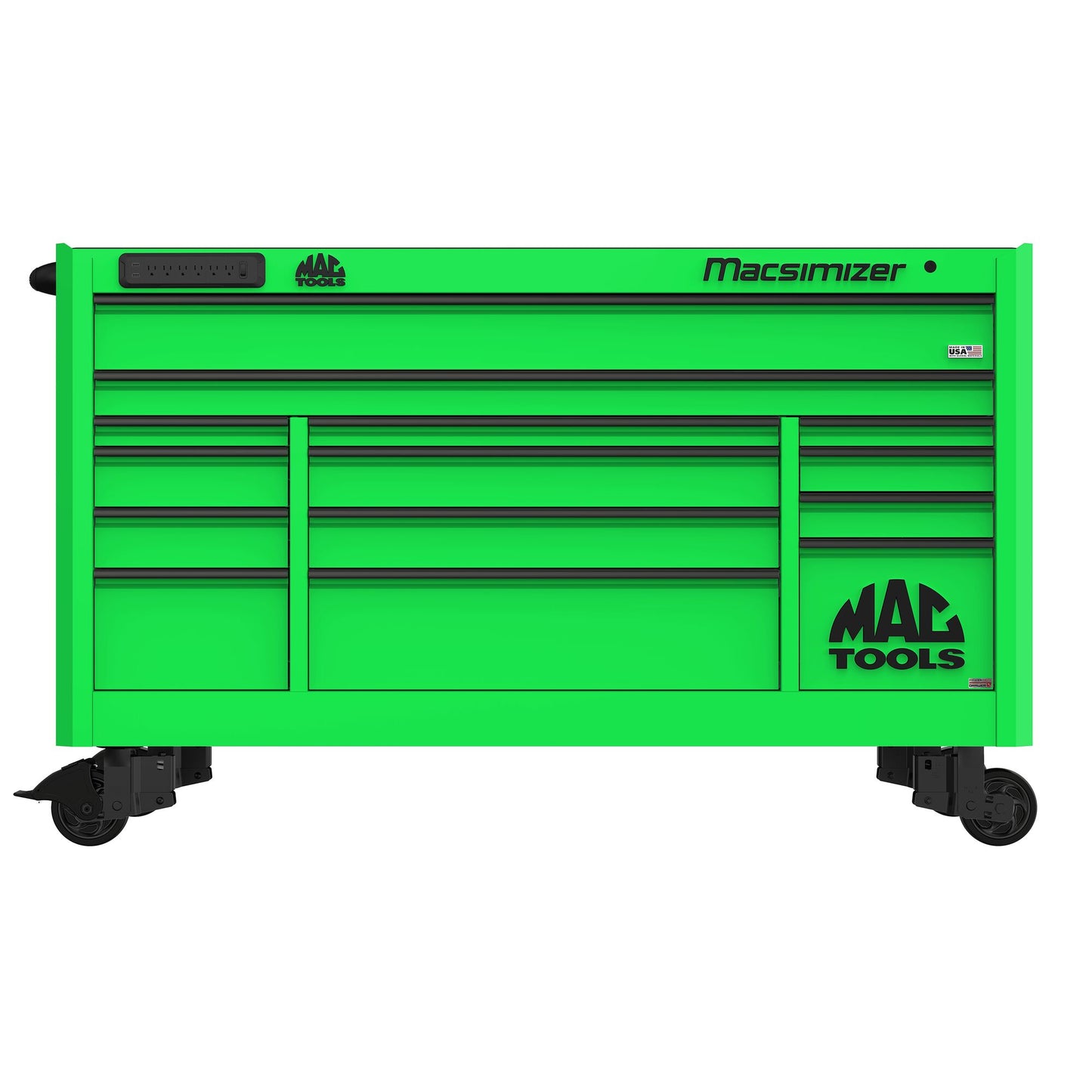 Macsimizer® Series 14-Drawer Workstation with PowerTech™ Drawer - Lime Green