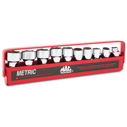Socket Set, Universal Metric in Metal Tray 3/8" Drive - 10-PC.