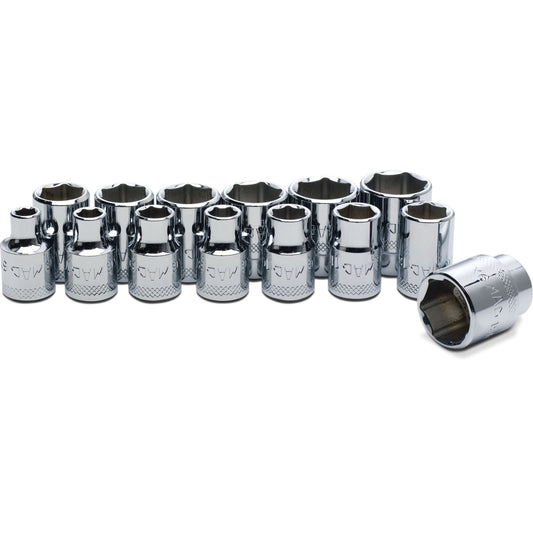 Socket Set, Standard Metric in Metal Tray 3/8" Drive - 14-PC.