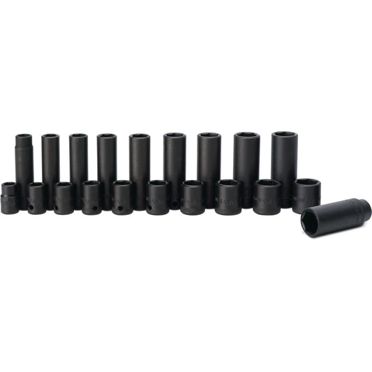 Socket Set, Impact Metric in Plastic Tray 3/8" Drive - 20-PC.