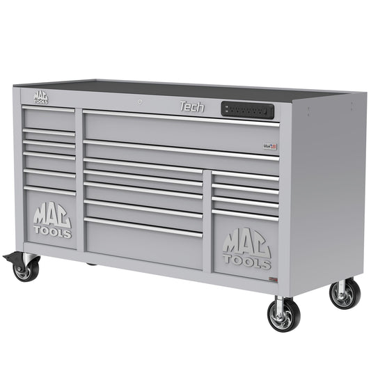 Tech™ Series 16-Drawer Workstation with PowerTech™ Drawer - Mica Gray