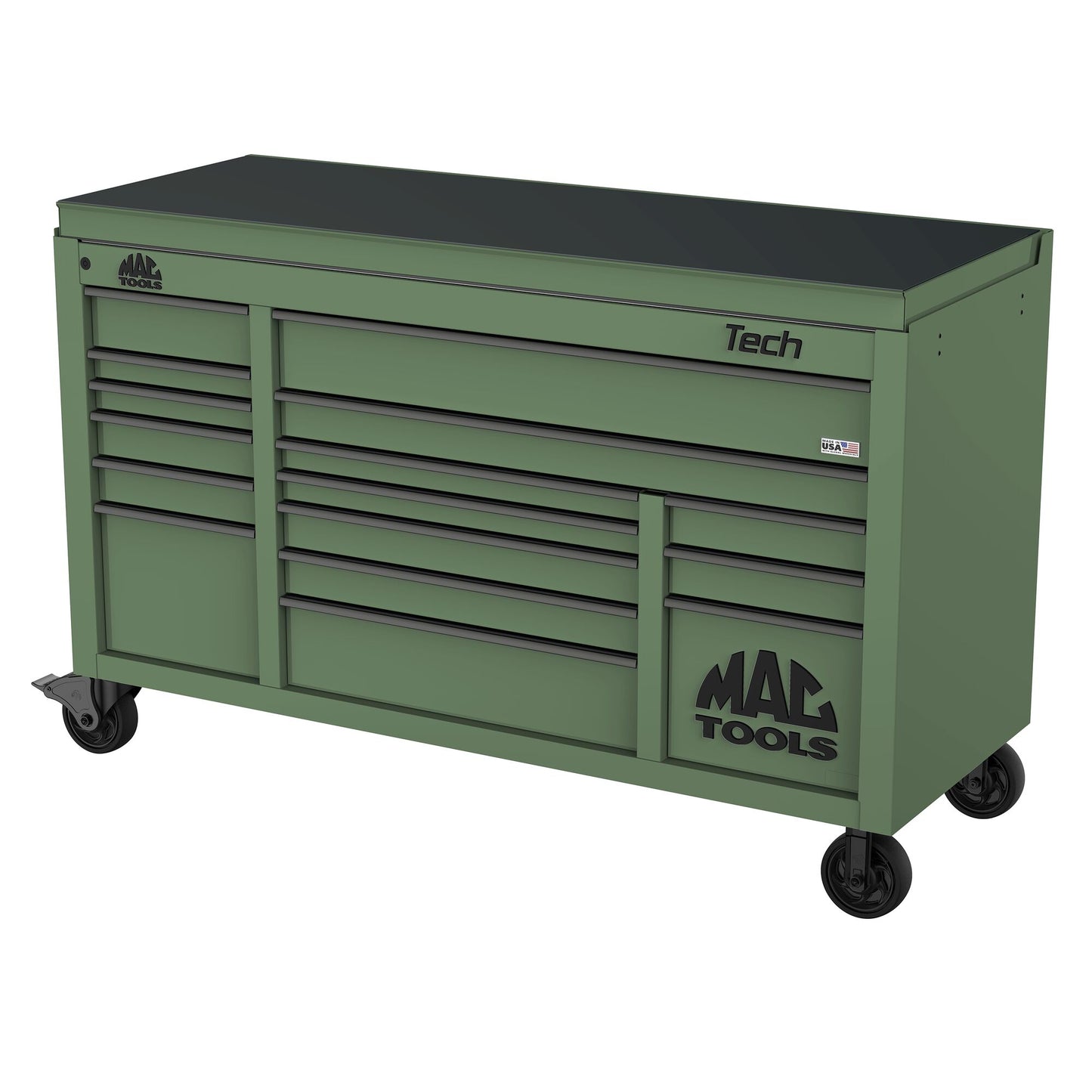 Tech™ Series 16-Drawer Drop Top Workstation - Olive Green