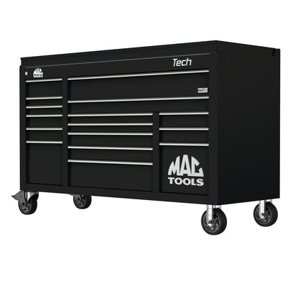Tech™ Series 16-Drawer Drop Top Workstation - Flat Black