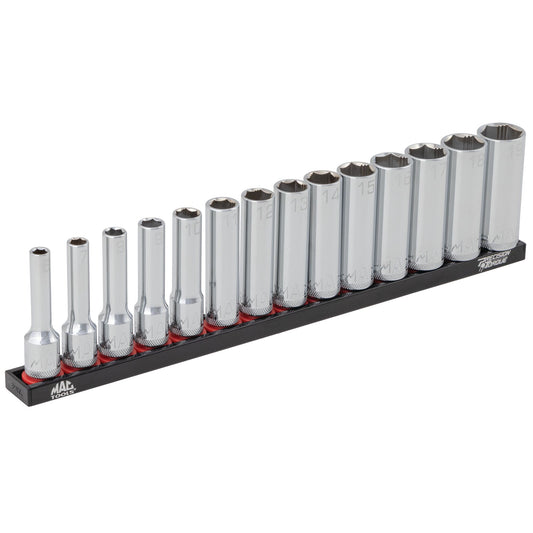 14-PC. 3/8" Drive Metric Deep Non-Slip Socket Set - 6-PT.