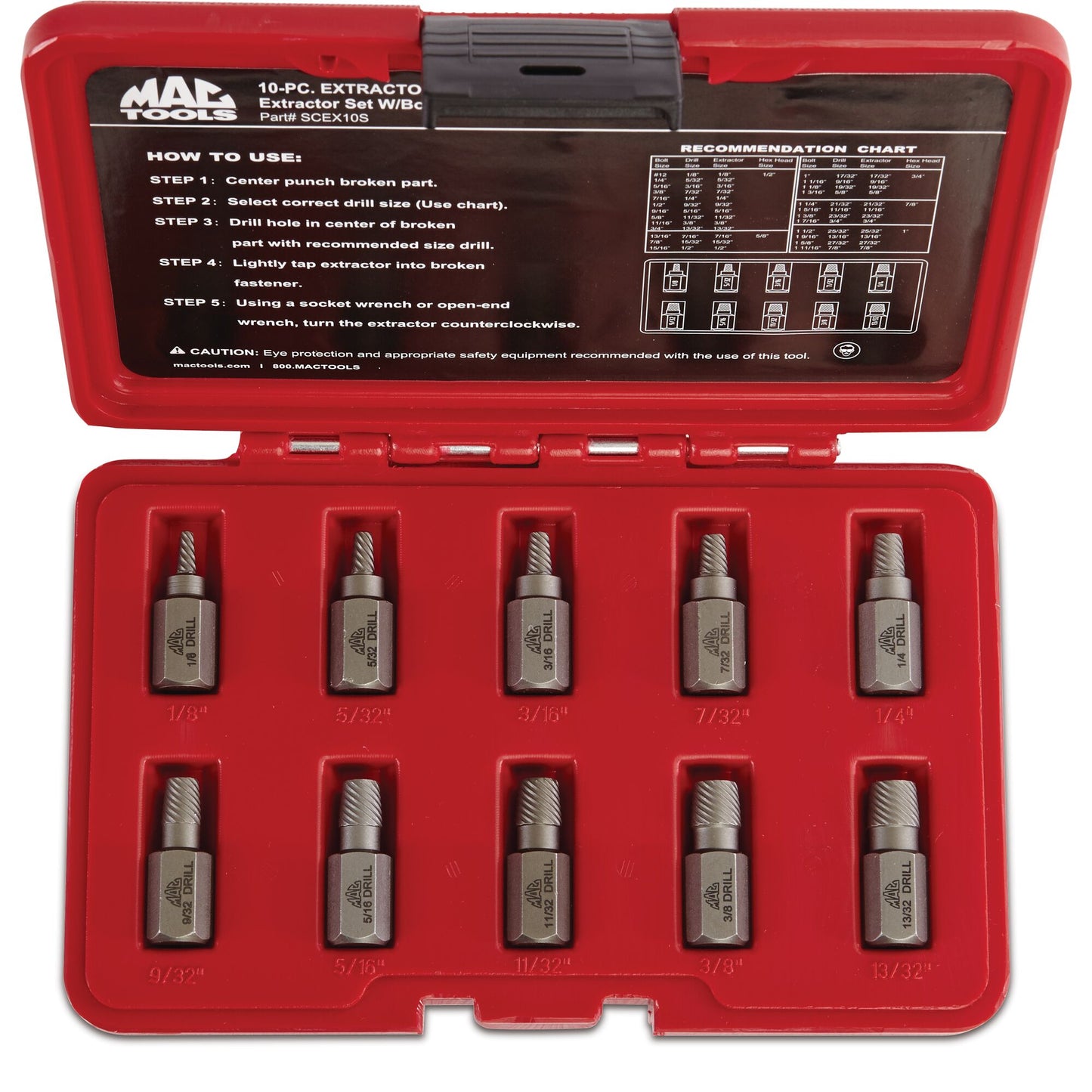10-PC. Multi-Spline Screw Extractor Set