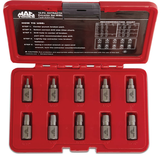 10-PC. Multi-Spline Screw Extractor Set