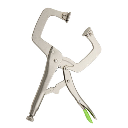 11" C-Clamp Trigger Release Locking Pliers with Swivel Pads  - Green
