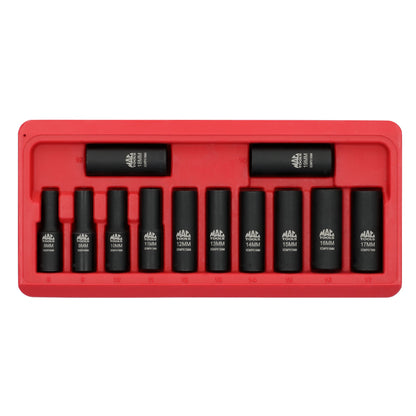 12-PC. Metric Deep Magnetic Impact Socket Set, 3/8" Drive