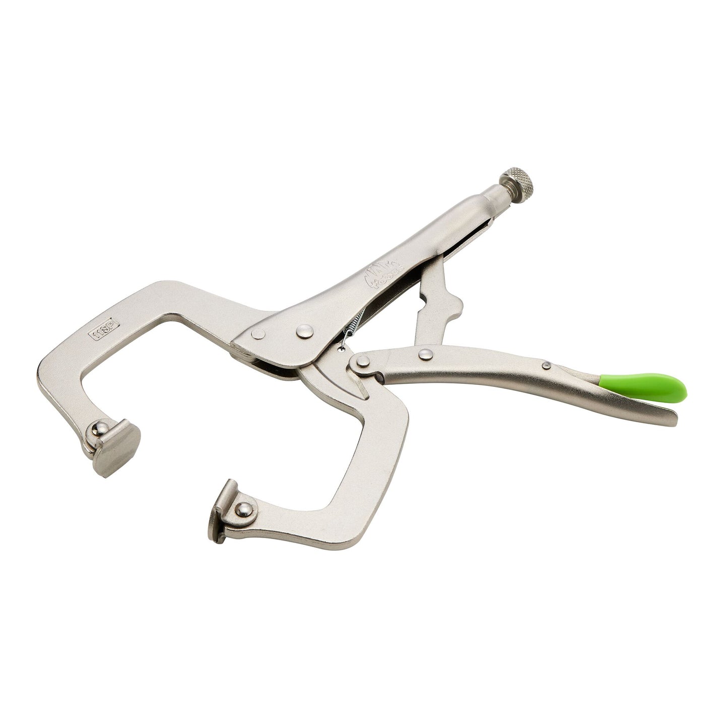 11" C-Clamp Trigger Release Locking Pliers with Swivel Pads  - Green