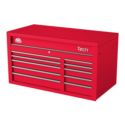 Tech™ Series 10-Drawer Top Chest - Firebrick Red