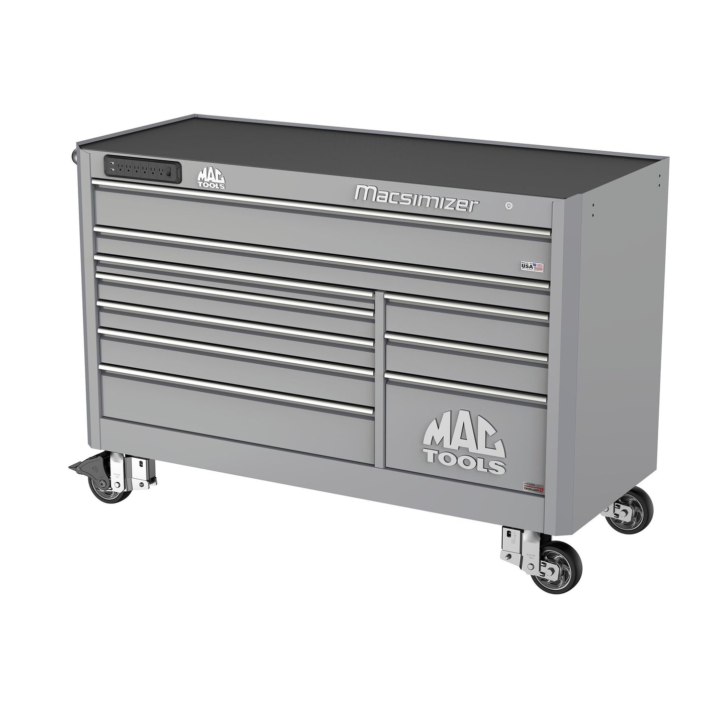 Macsimizer® Series 10-Drawer Workstation with PowerTech™ Drawer - Mica Gray