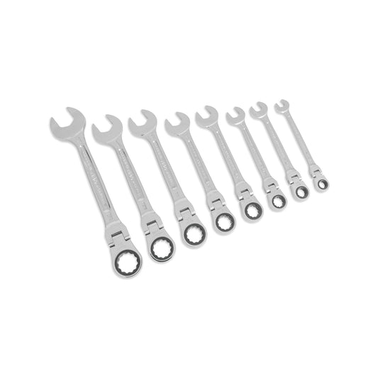 8-PC. SAE Flexible-Head Ratcheting Wrench Set - 12-PT.