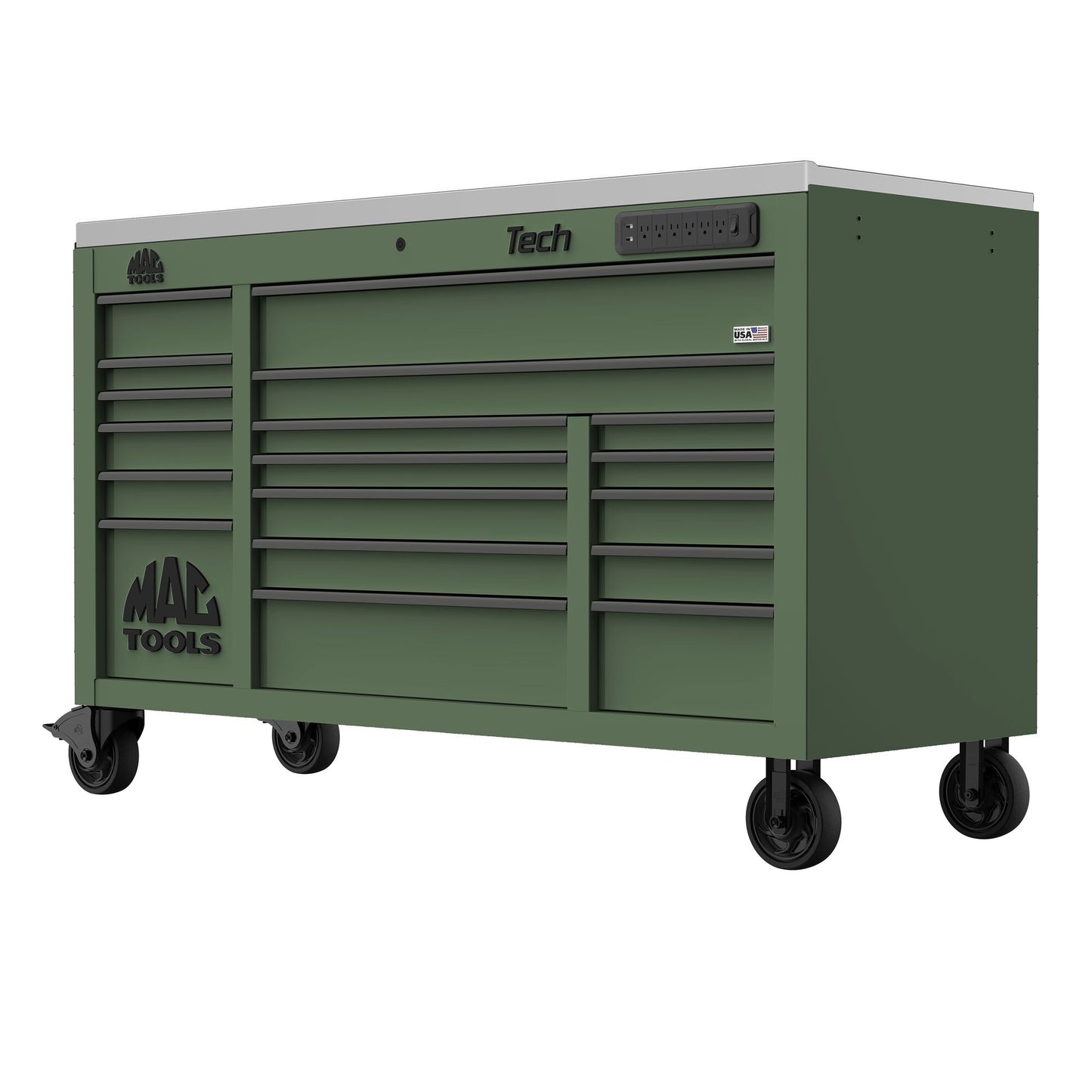 Tech™ Series 18-Drawer Workstation - Olive Green