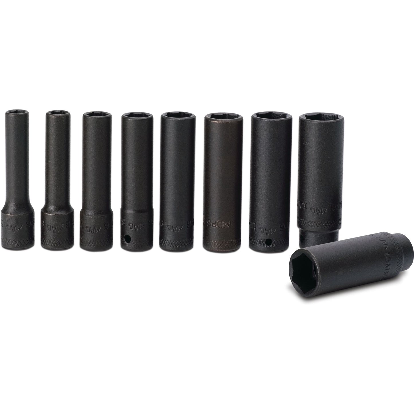 Socket Set, Deep Metric in Plastic Tray 1/4" Drive - 9-PC.