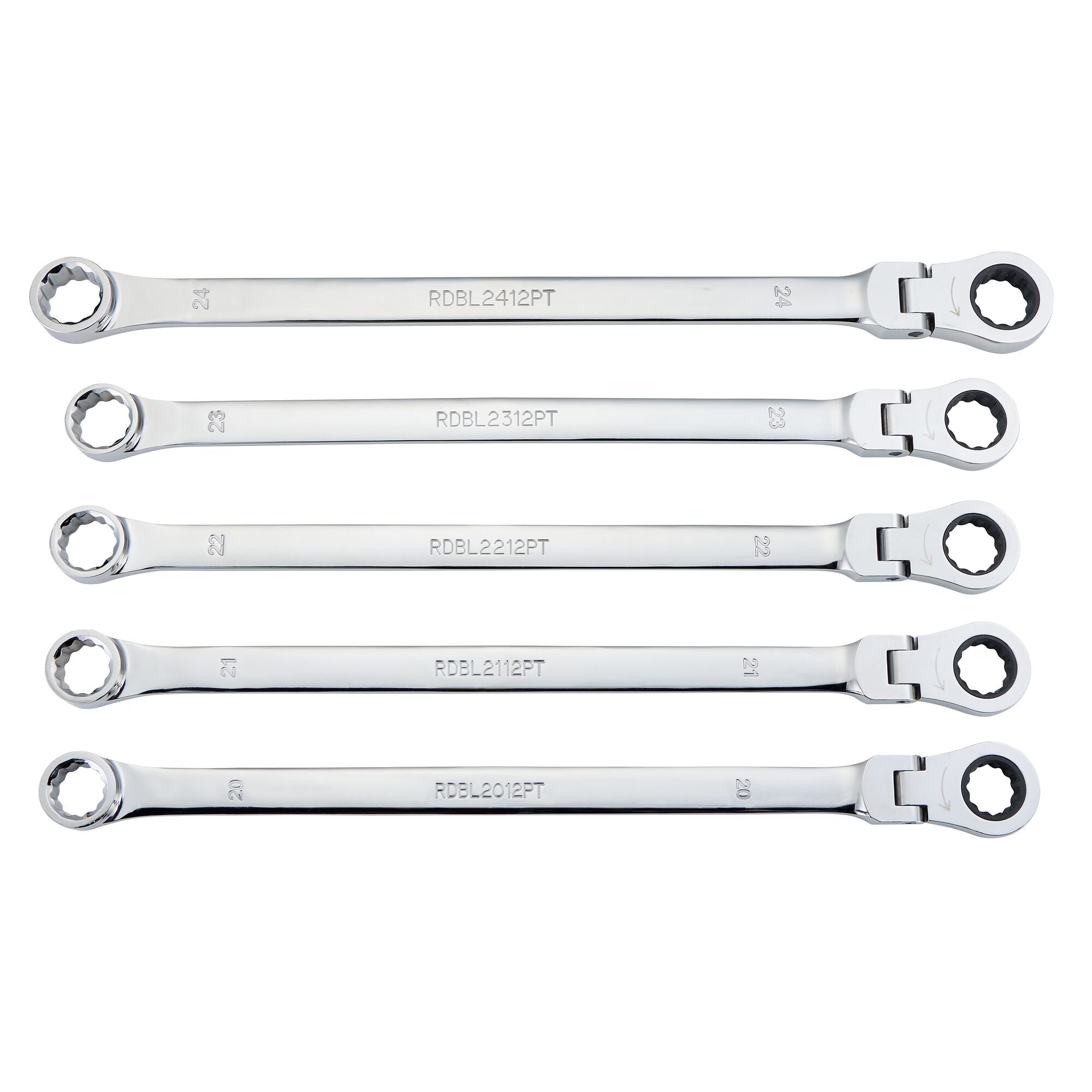 5-PC. Metric XL Flex Head Ratcheting Wrench Set – 12 pt.