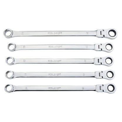 5-PC. Metric XL Flex Head Ratcheting Wrench Set – 12 pt.