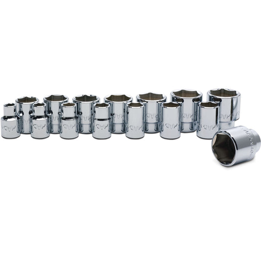 15-PC. 1/2" Drive SAE Socket Set - 6-PT.