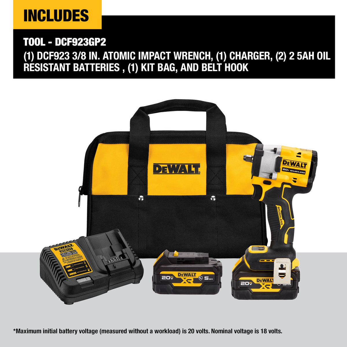 DEWALT® ATOMIC™ 20V MAX* 3/8" Cordless Compact Impact Wrench with Hog Ring Anvil Kit
