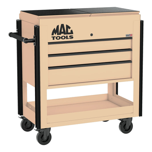 3-Drawer Utility Cart w/ Split Sliding Lid - Desert Tan