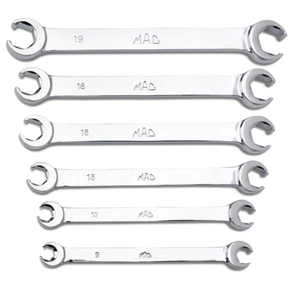 6-PC. Metric Double-End Flare Nut Wrench Set - 6-PT.