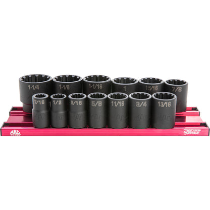 13-PC. 1/2” Drive SAE Spherical Impact Socket Set