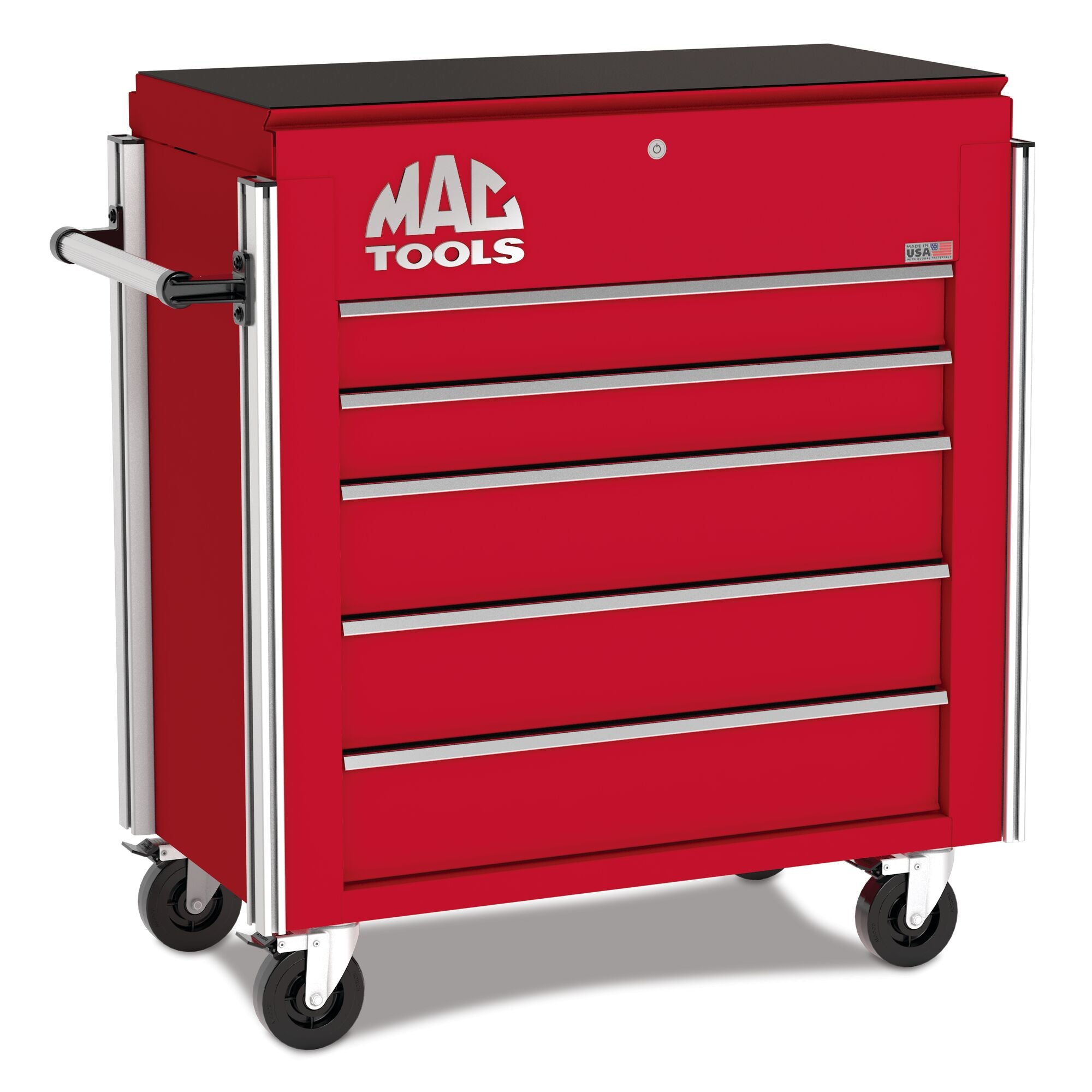 5-Drawer Utility Cart w/ Full Lid - Firebrick Red