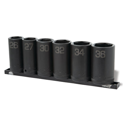 6-PC. 1/2" Drive Metric Deep Impact Socket Set - 6-PT.