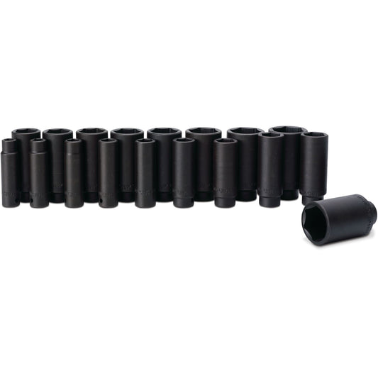 18-PC. 1/2" Drive SAE Deep Impact Socket Set - 6-PT.