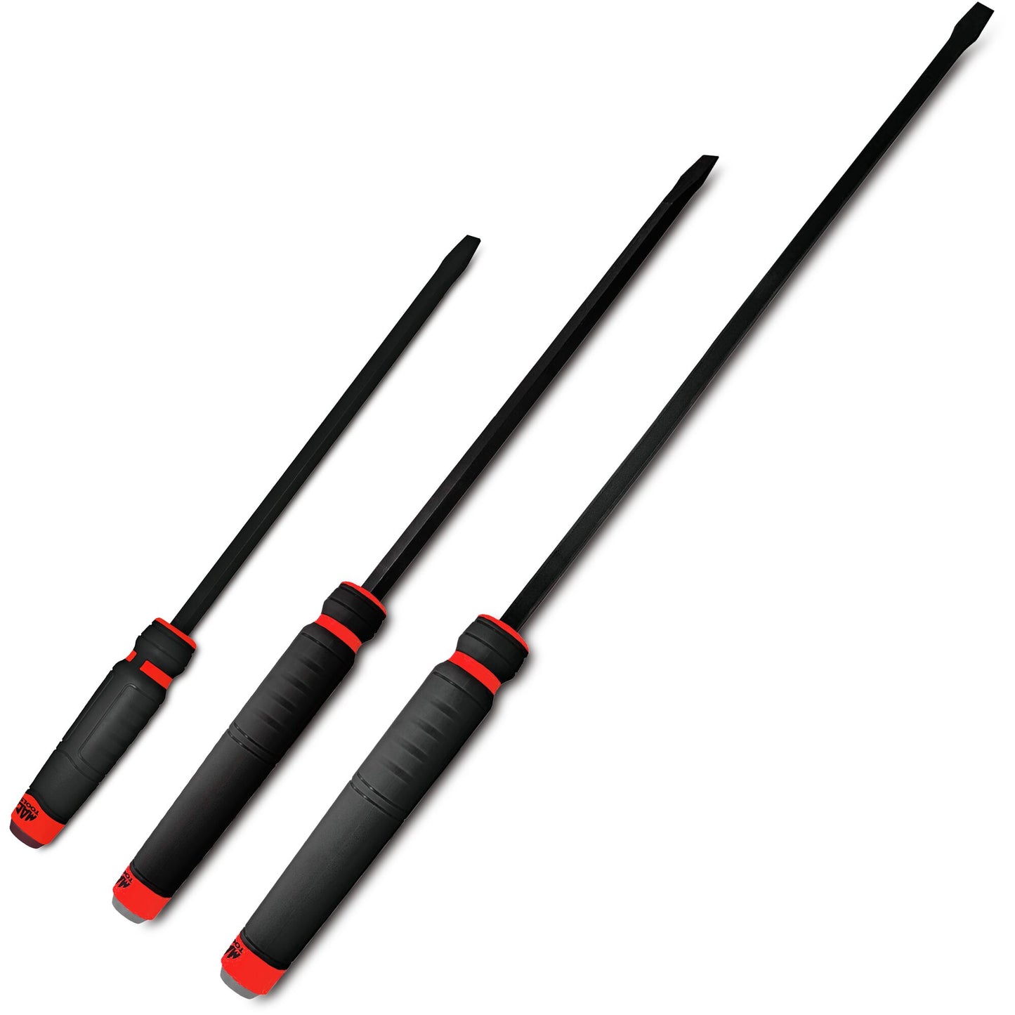 3-PC. Comfort-Handle Straight Head Pry Bar Set - Red