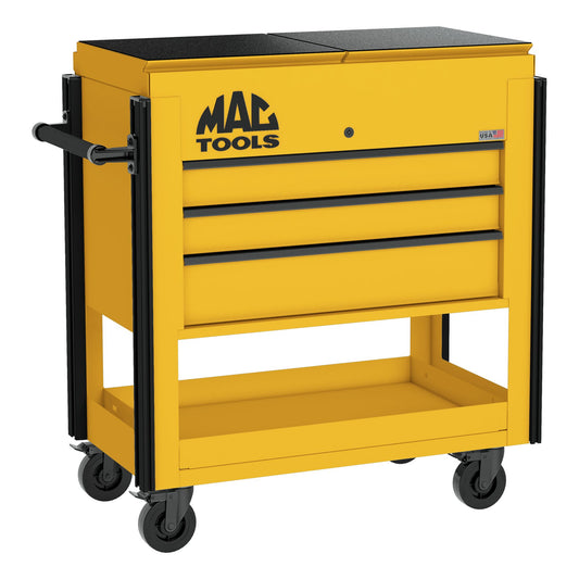 3-Drawer Utility Cart w/ Split Sliding Lid - Sunburst Yellow