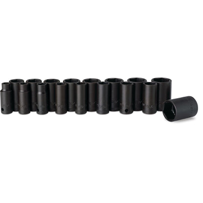 17-PC. Metric Intermediate Impact Socket Set - 6-PT.