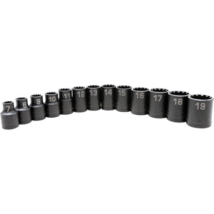13-PC. 3/8” Drive Metric Spherical Impact Socket Set