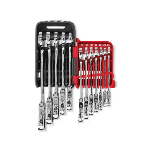 12-PC. Metric Flexible-Head Ratcheting Wrench Set - 12-PT.