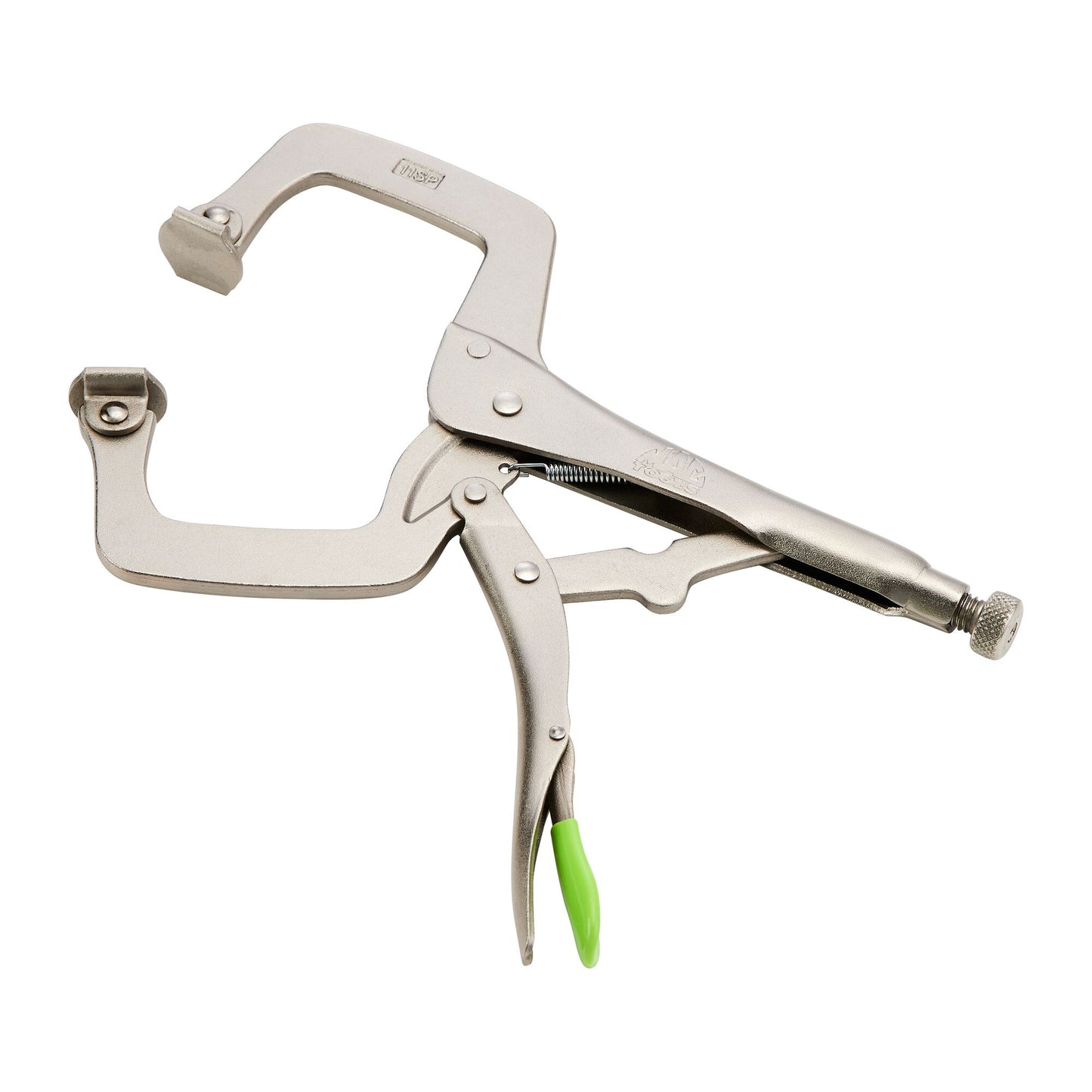 11" C-Clamp Trigger Release Locking Pliers with Swivel Pads  - Green