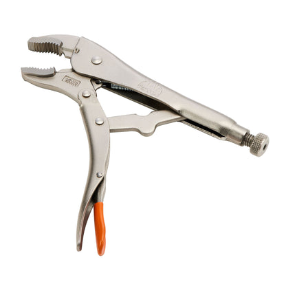 10" Curved Jaw Trigger Release Locking Pliers with Wire Cutter - Orange