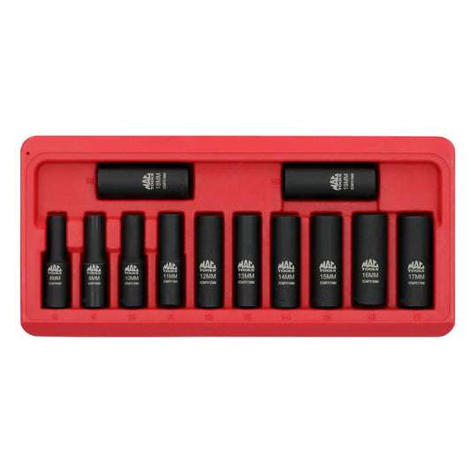 12Pc. 3/8" Drive Metric Magnetic Impact Socket Set - 6Pt.