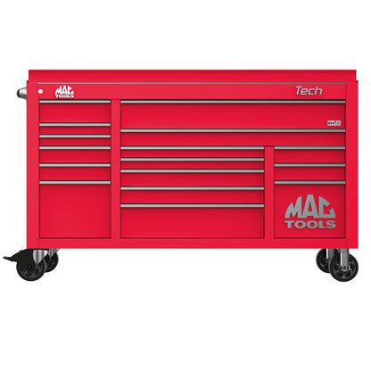 Tech™ Series 16-Drawer Drop Top Workstation - Firebrick Red