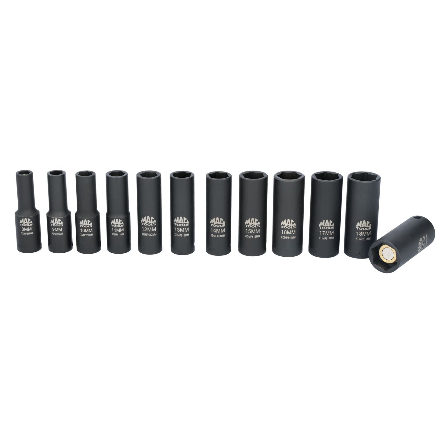 12-PC. Metric Deep Magnetic Impact Socket Set, 3/8" Drive