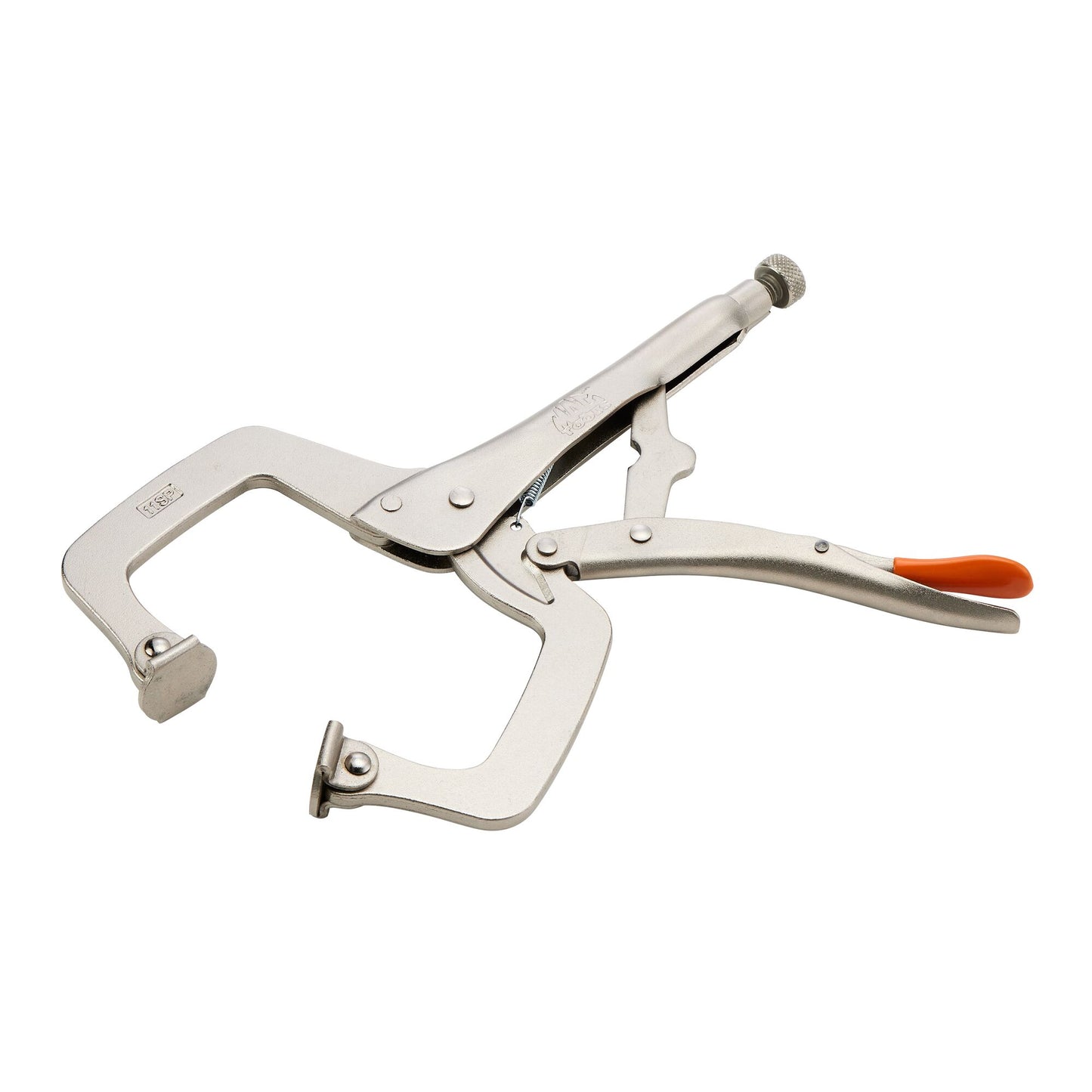 11" C-Clamp Trigger Release Locking Pliers with Swivel Pads  - Orange