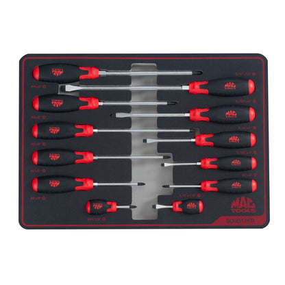 12-PC. Screwdriver Set in Foam – Red