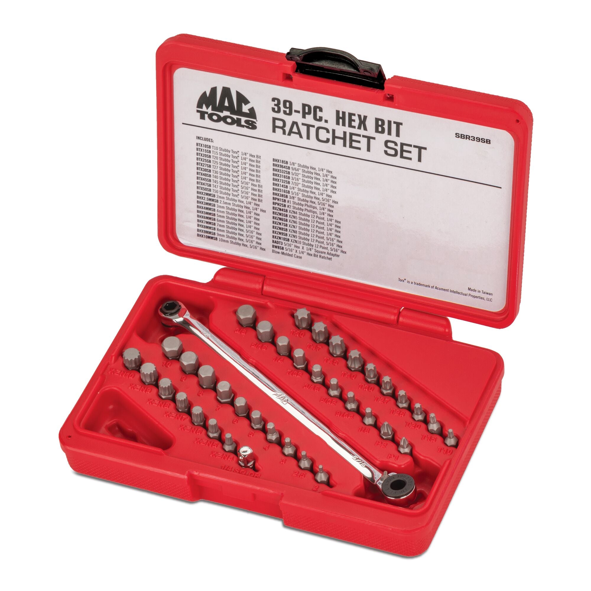 39-PC. Ratchet and Stubby Bit Set