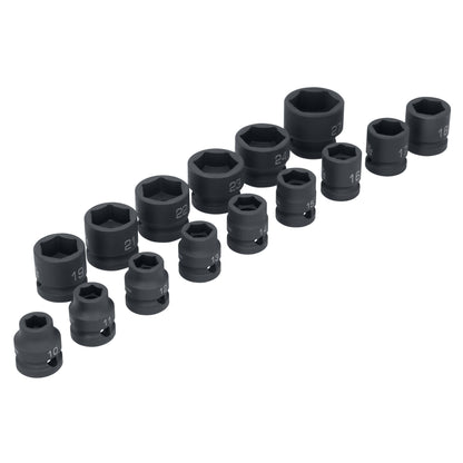 15-PC. 1/2" Drive 6 pt. Stubby Impact Socket Set